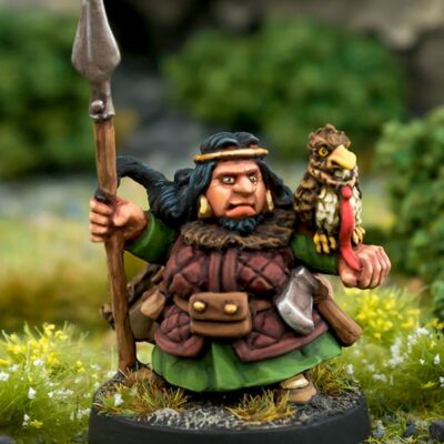 Beardfolk Dwarven Spearmaiden 28mm white metal miniature northumbrian tin soldier