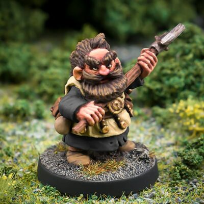 Lothur Ogrebane male Dwarf axeman 28mm fanstasy miniatures in high quality white metal from Northumbrian Tin Soldier in the Darkewood standing on Grass